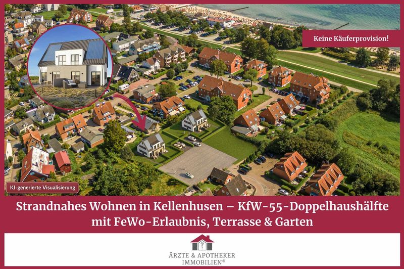 Strandnahes Wohnen in Kellenhusen – KfW-55-Doppelhaushälfte mit FeWo-Erlaubnis, Terrasse & Garten